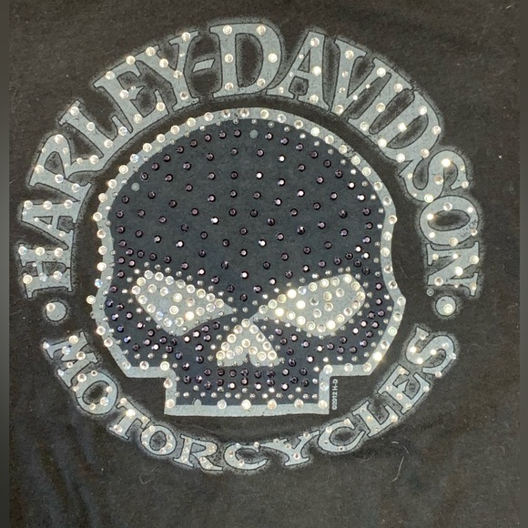 RARE Y2K  VINTAGE SEQUIN SKULL HARLEY DAVIDSON T - Picture 4 of 4